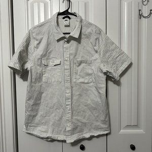 Nike Mens Skateboard Shirt Snap Front Short Sleeve Striped Dri Fit Skate XXL